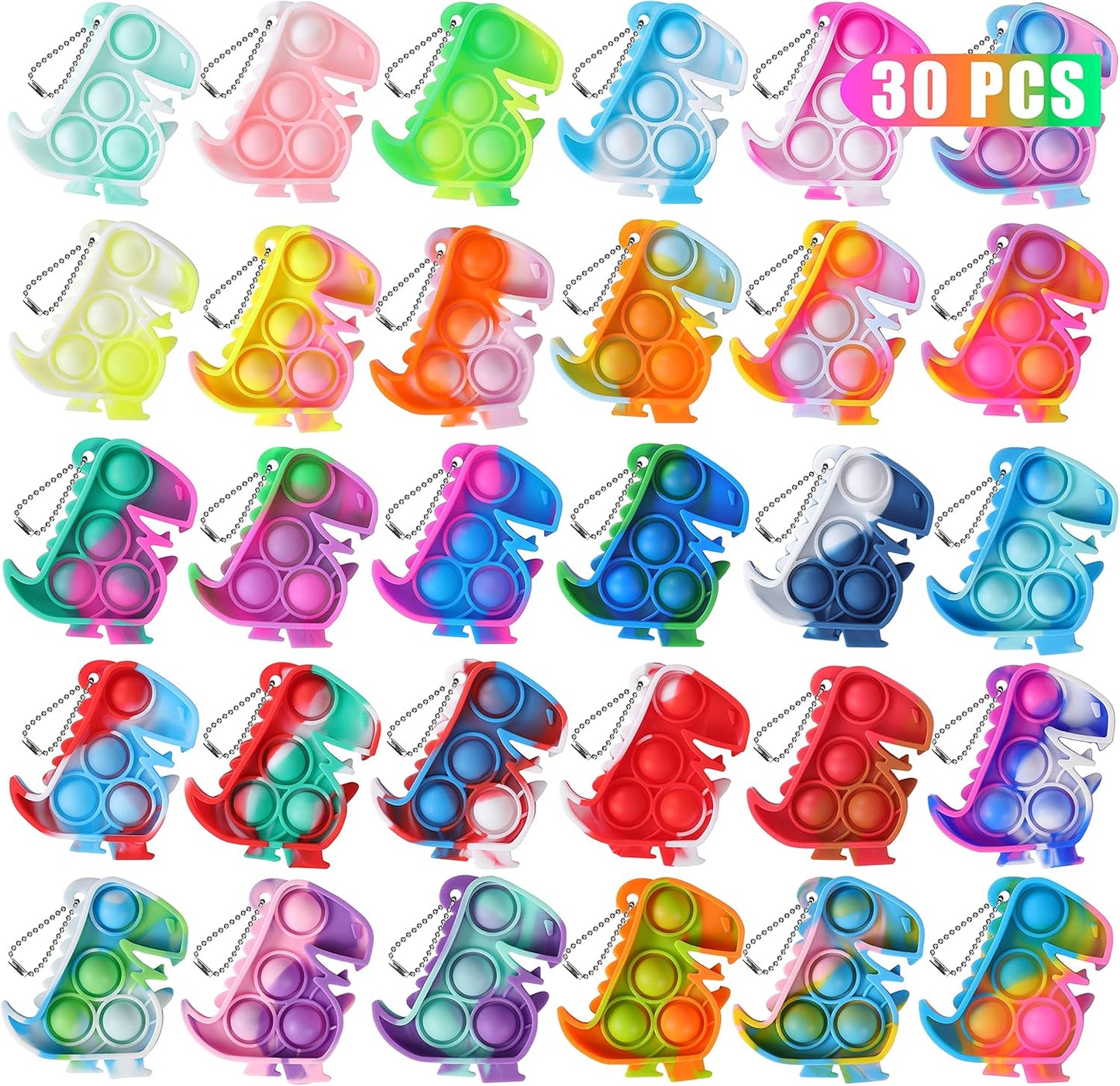 Pop Fidget Toys Bulk Its Party Favors for Kids 4-8 8-12 30 Pack Mini Pop Keychain It Small Fidgets for Classroom Prizes School End of Year Student Gifts from Teacher Birthday Goodie Bag Stuffers