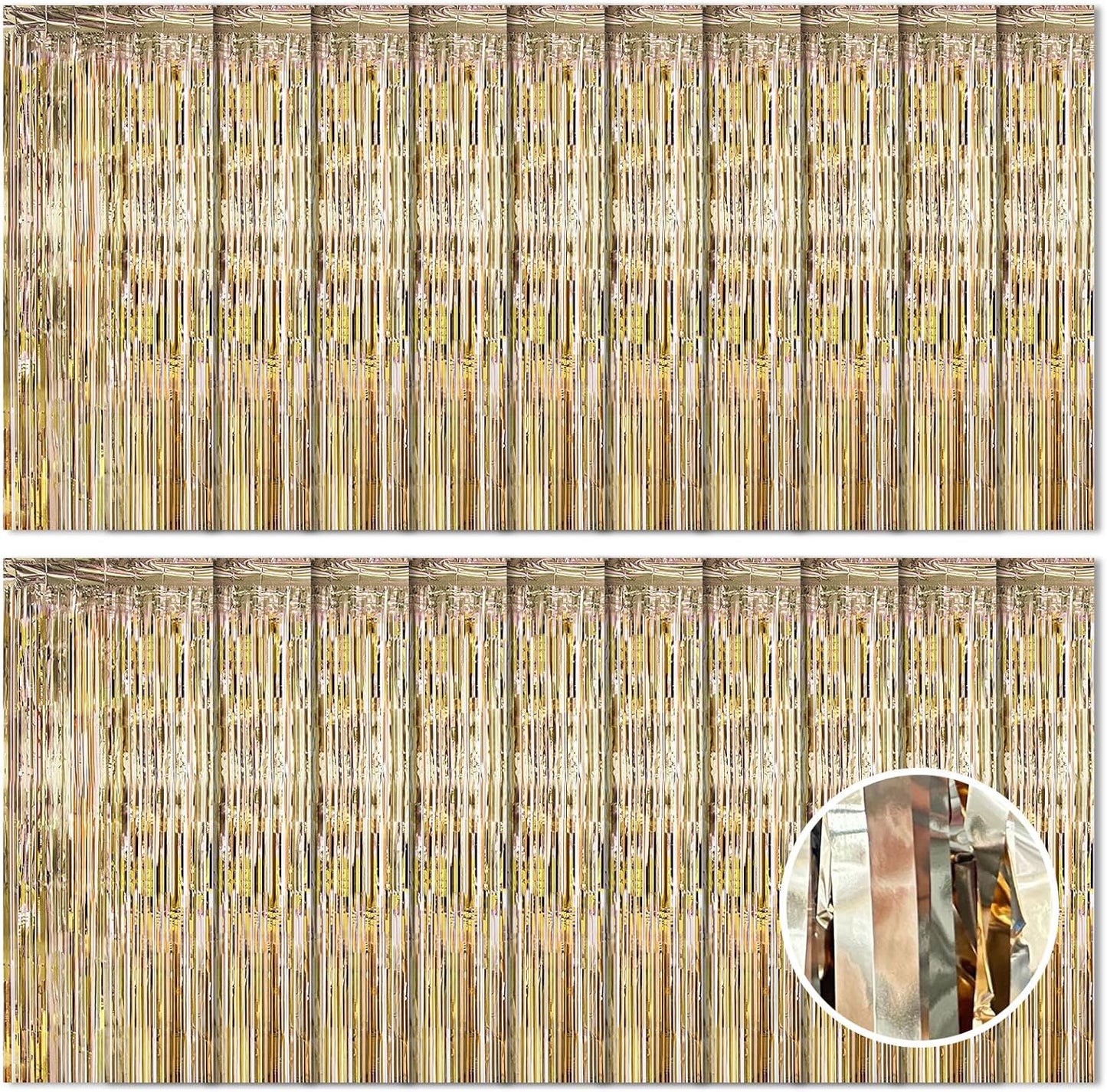 20 Pack Silver Foil Curtain Backdrop 3.2ft x 8.2ft Foil Fringe Backdrop Curtain Metallic Tinsel Foil Fringe Curtains Streamer Backdrop Curtains for Birthday Party Decorations Photo Booth (Silver)
