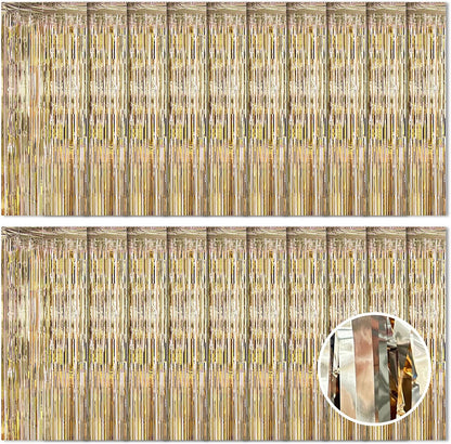 20 Pack Silver Foil Curtain Backdrop 3.2ft x 8.2ft Foil Fringe Backdrop Curtain Metallic Tinsel Foil Fringe Curtains Streamer Backdrop Curtains for Birthday Party Decorations Photo Booth (Silver)