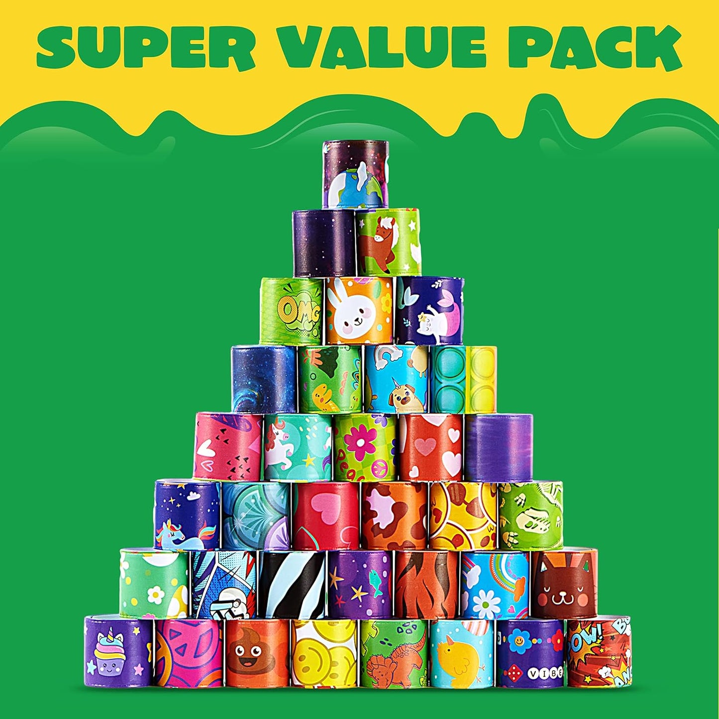 JOYIN 48 Pcs Slap Bracelets for Kids, Bulk Wristbands with Animals, Friendship, Heart, Galaxy, Party Favors, Classroom Prizes Birthday Exchanging Gifts, Goodie Bag Stuffers