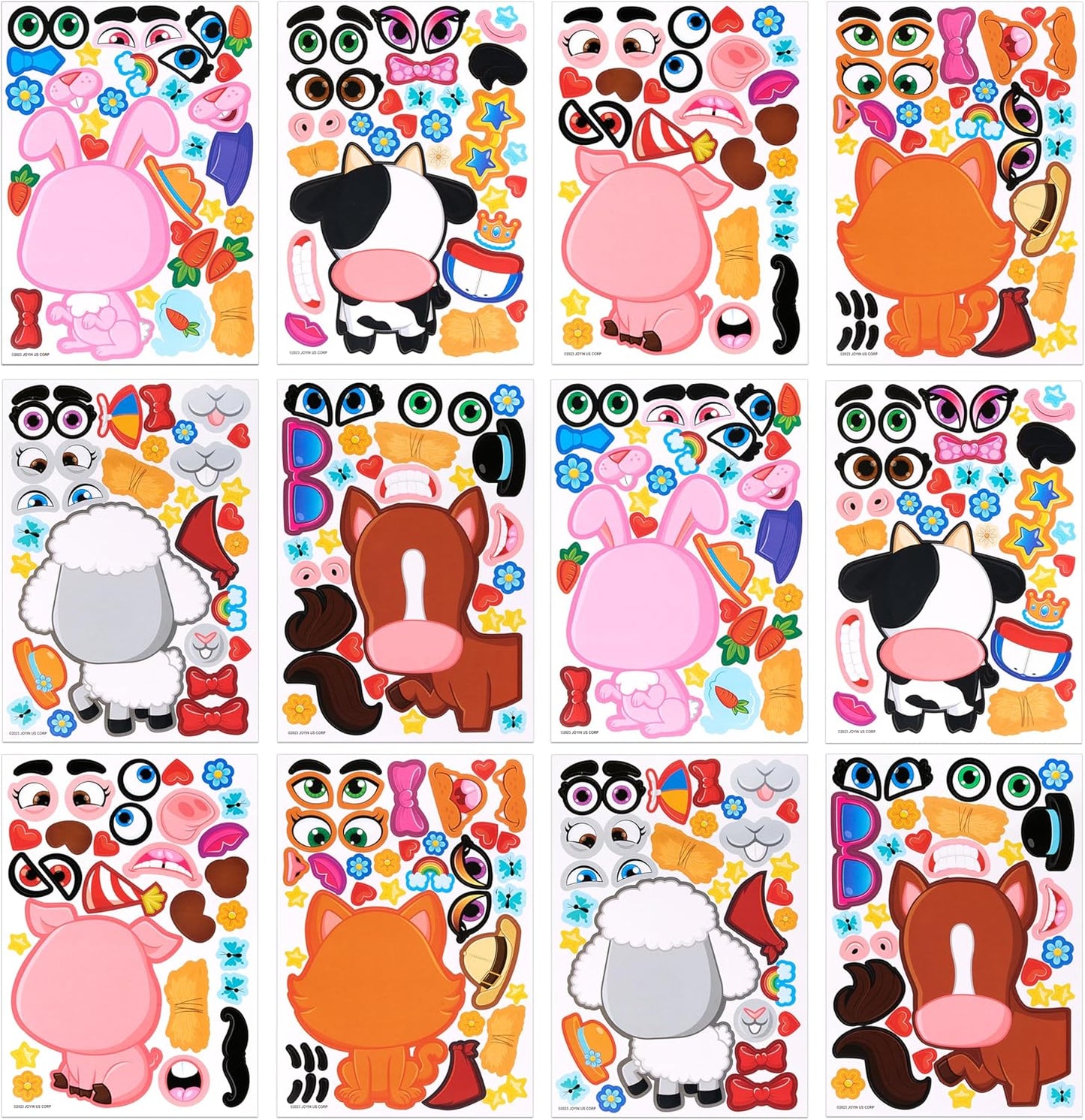 JOYIN 24 Sheets 9"x6" Make a face Stickers for Kids, Make Your Own Stickers with Unicorn, Dinosaur, Sea and Safari Animals, Party Favors Kids Crafts, Goodie Bags Stuffers Classroom Activities