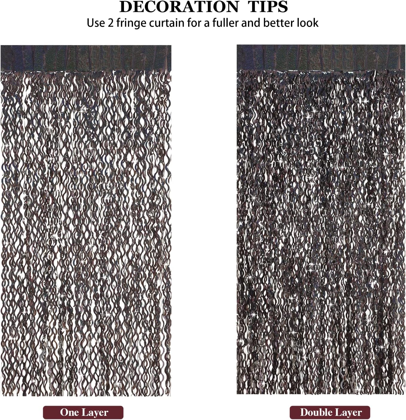 3 Pack Colorful Foil Fringe Curtain Backdrop - 6.6 x 3.3 ft Wavy Rainbow Tinsel Backdrop Curtain Metallic Streamers Iridescent Holiday Photo Booth Party Decorations