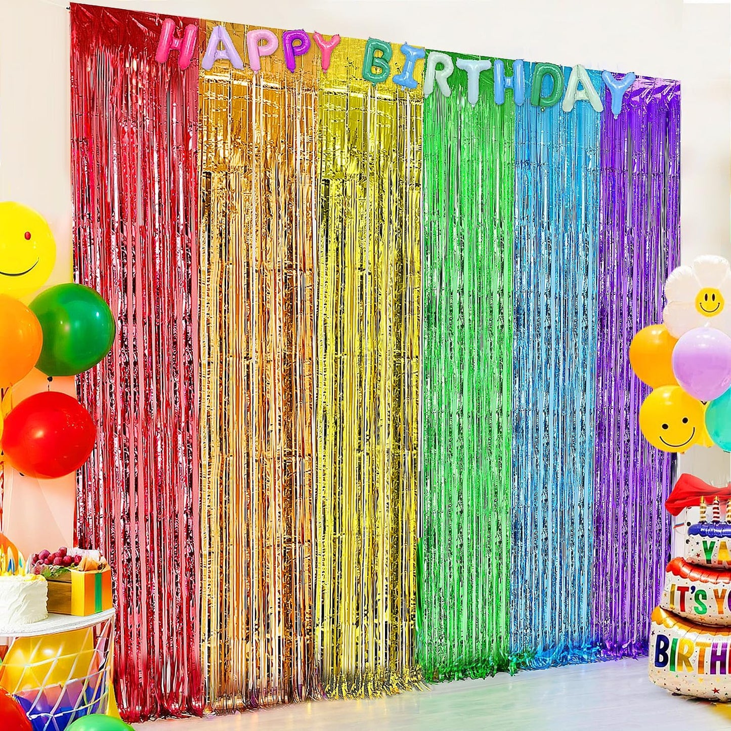 2 Pack Foil Curtain Backdrop Curtains Silver Tinsel Door Streamers Birthday Party Decorations Photo Booth Props for Disco Party Graduation Wedding Baby Shower Bachelorette Christmas Gender Reveal