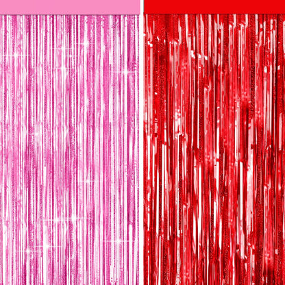 4 Packs Silver Foil Fringe Curtain, Silver Glitter Metallic Tinsel Backdrop for Birthday, Wedding, Baby Shower, Bachelorette, 70s 80s 90s Theme Disco Party, Iridescent Party Decorations Supplies