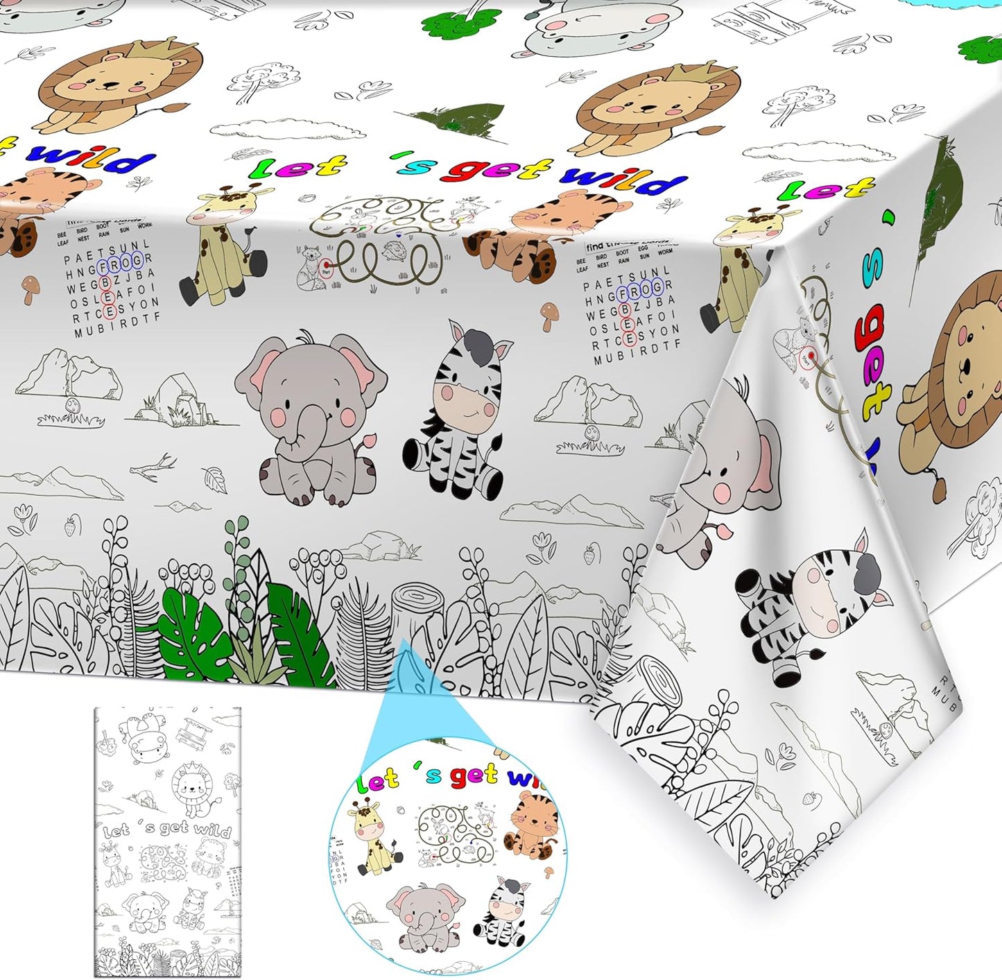 Giant Construction Party Coloring Tablecloth for Kids - Huge Construction Theme Table Cover Large Dump Truck Vehicle Painting Poster for Children Birthday Party Supplies 54x108 Inch