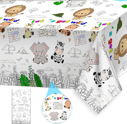 Giant Construction Party Coloring Tablecloth for Kids - Huge Construction Theme Table Cover Large Dump Truck Vehicle Painting Poster for Children Birthday Party Supplies 54x108 Inch