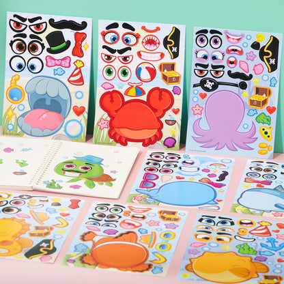 JOYIN 36 Sheets 9"x6" Make a face Stickers for Kids, Make Your Own Animal Stickers with Unicorn, Dinosaur, Sea and Safari Animals, Crafts Birthday Party Favors, Goodie Bags Classroom Activities
