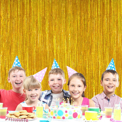 2 Pack 3.2ft x 8.2ft Silver Metallic Tinsel Foil Fringe Curtains, Door Streamer Photo Booth Backdrop for Birthday Graduation Engagement Bridal Shower Bachelorette Baby Shower Party Decorations