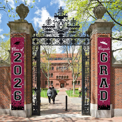 2026 Graduation Decorations, Graduation Banner Class of 2026, Hanging Congratulations/Congrats Grad Banner for Door and Porch, Party Decor - Black