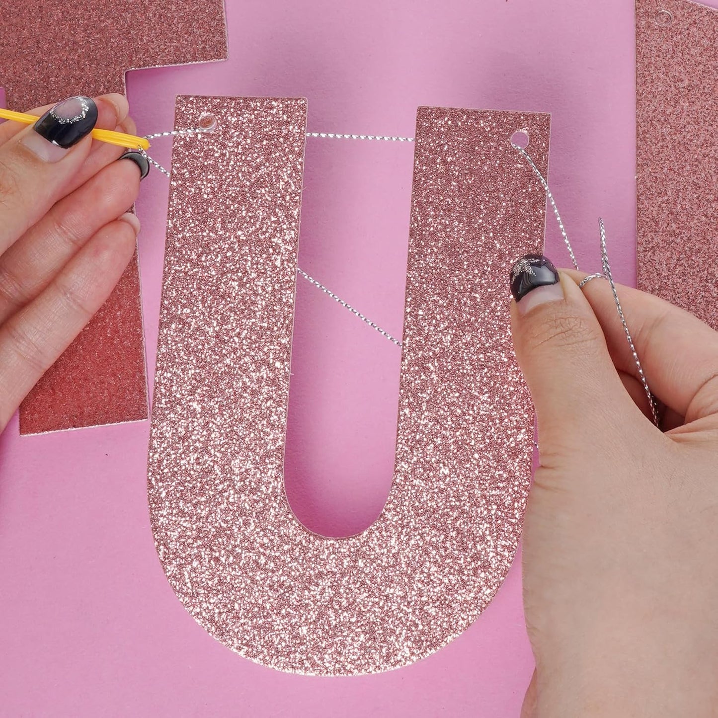DIY Banner Kit with Letters Glitter Banner Letters Customizable Birthday Banners Graduation Banner Custom Party Hanging Banner for Graduation Wedding Party Baby Shower Decoration(Gold)