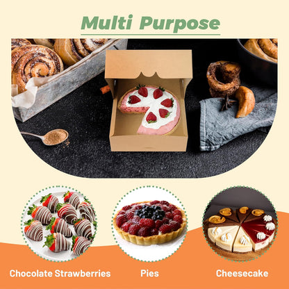 20 Pack Pie Boxes 9x9x3Inch Cake Boxes Bakery Boxes with Window for Pie, Cookies, Donuts, Chocolate Covered Strawberries(White)
