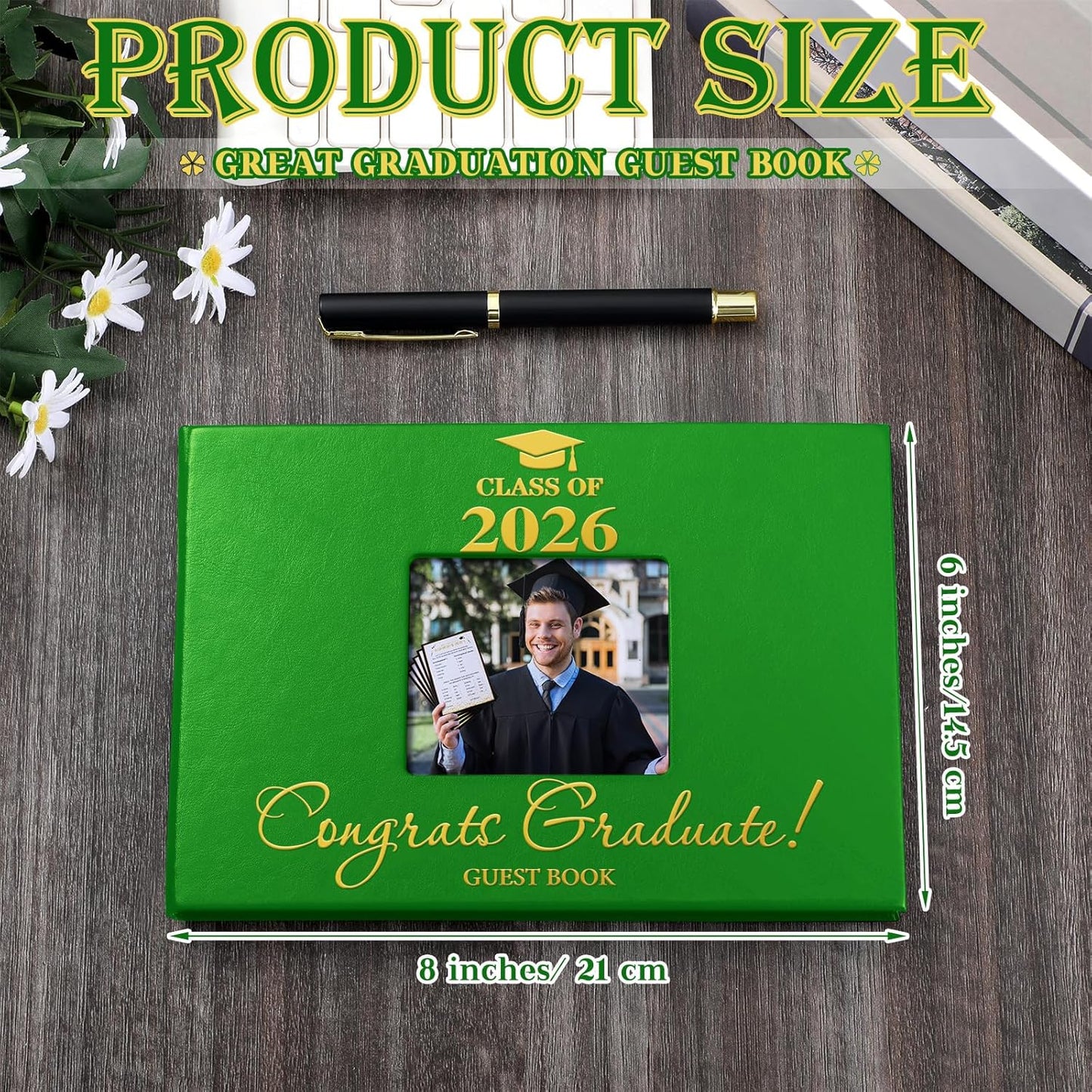 Geyoga 2026 Graduation Guest Book with Pen, 144 Pages Class of 2026 Graduation Party Guest Sign in Book Memory Scrapbook for High School Senior Nights College Grad Gifts, 6 x 8 Inch(Black)