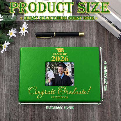 Geyoga 2026 Graduation Guest Book with Pen, 144 Pages Class of 2026 Graduation Party Guest Sign in Book Memory Scrapbook for High School Senior Nights College Grad Gifts, 6 x 8 Inch(Black)