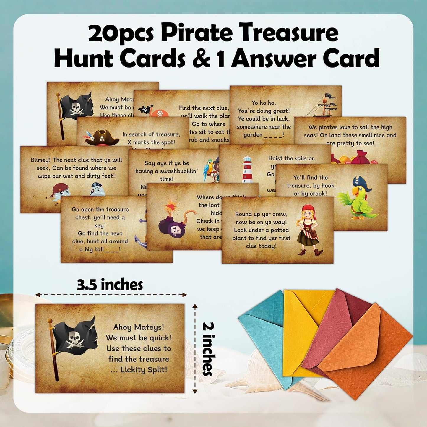 Pirate Games for Friends Groups, Pirate Treasure Hunt Clues Cards, Halloween Scavenger Hunt Games, Holiday Party Decorations Supplies Favors，11
