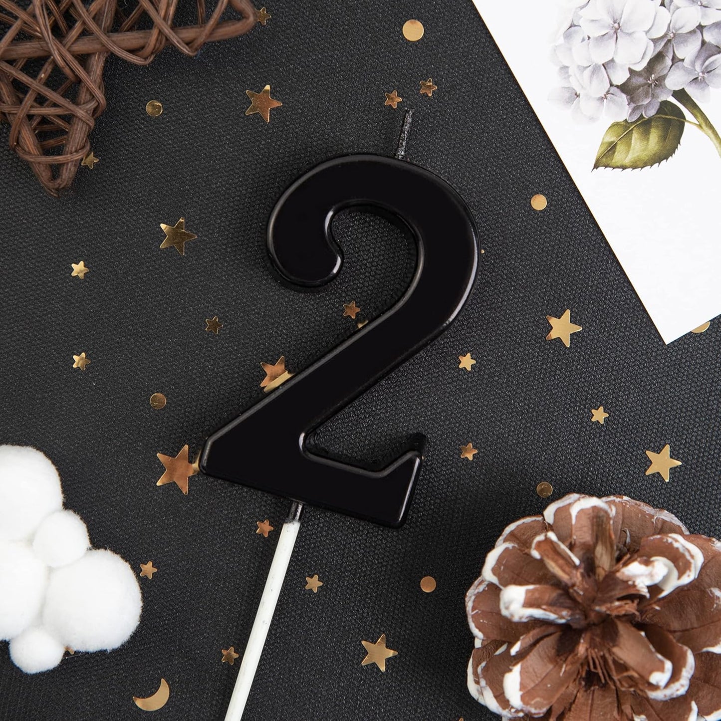 PHD CAKE 2.76 Inch Modern Gold 2 Number Birthday Candles, Gold Number Candles, Cake Number Candles, Party Celebration
