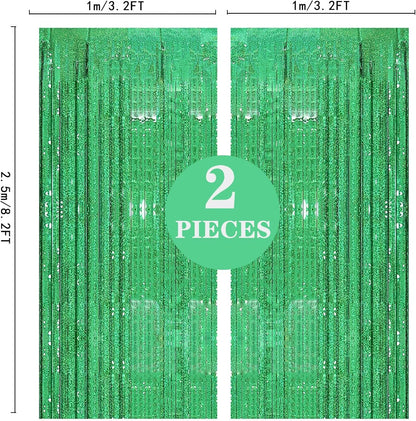 2 Pack 3.2ft x 8.2ft Silver Metallic Tinsel Foil Fringe Curtains, Door Streamer Photo Booth Backdrop for Birthday Graduation Engagement Bridal Shower Bachelorette Baby Shower Party Decorations