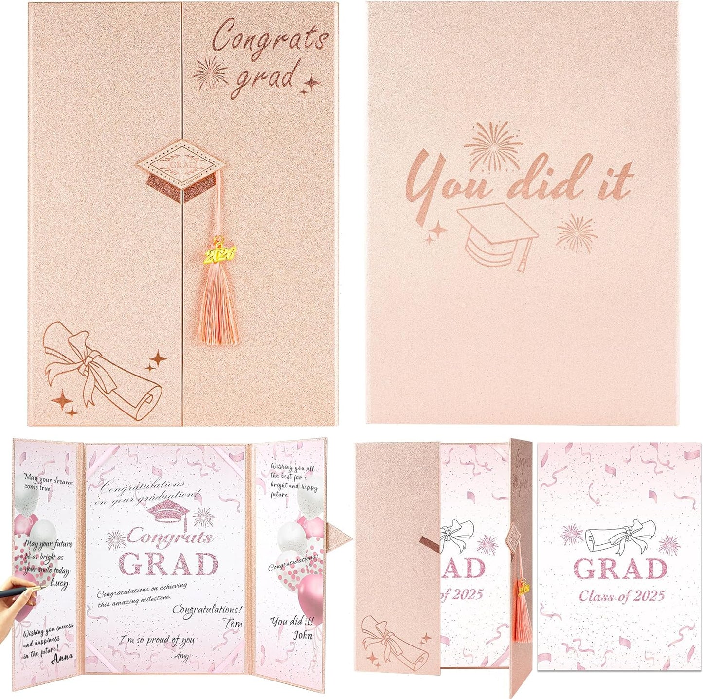 Graduation Decorations 2026 Pink,Graduation Guest Book,Autograph Book with Tassel Class of 2026 Graduate Party Decorations,Graduation Signature Guest Book