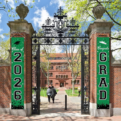 2026 Graduation Decorations, Graduation Banner Class of 2026, Hanging Congratulations/Congrats Grad Banner for Door and Porch, Party Decor - Black