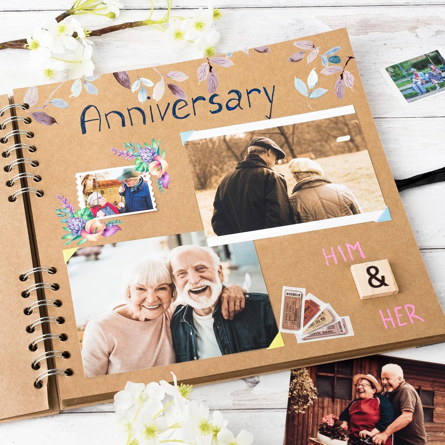 Bstorify Scrapbook Album 60 Pages (8 x 8 Inch) Brown Thick 200gsm Kraft Paper, Photo Album Scrapbook, Memory Book - Ideal for Your Scrapbooking Albums Art & Craft Projects