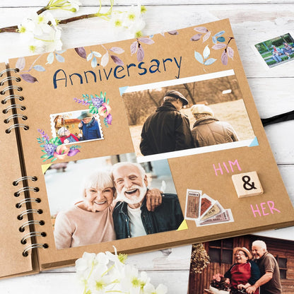 Bstorify Scrapbook Album 60 Pages (8 x 8 Inch) Brown Thick 200gsm Kraft Paper, Photo Album Scrapbook, Memory Book - Ideal for Your Scrapbooking Albums Art & Craft Projects