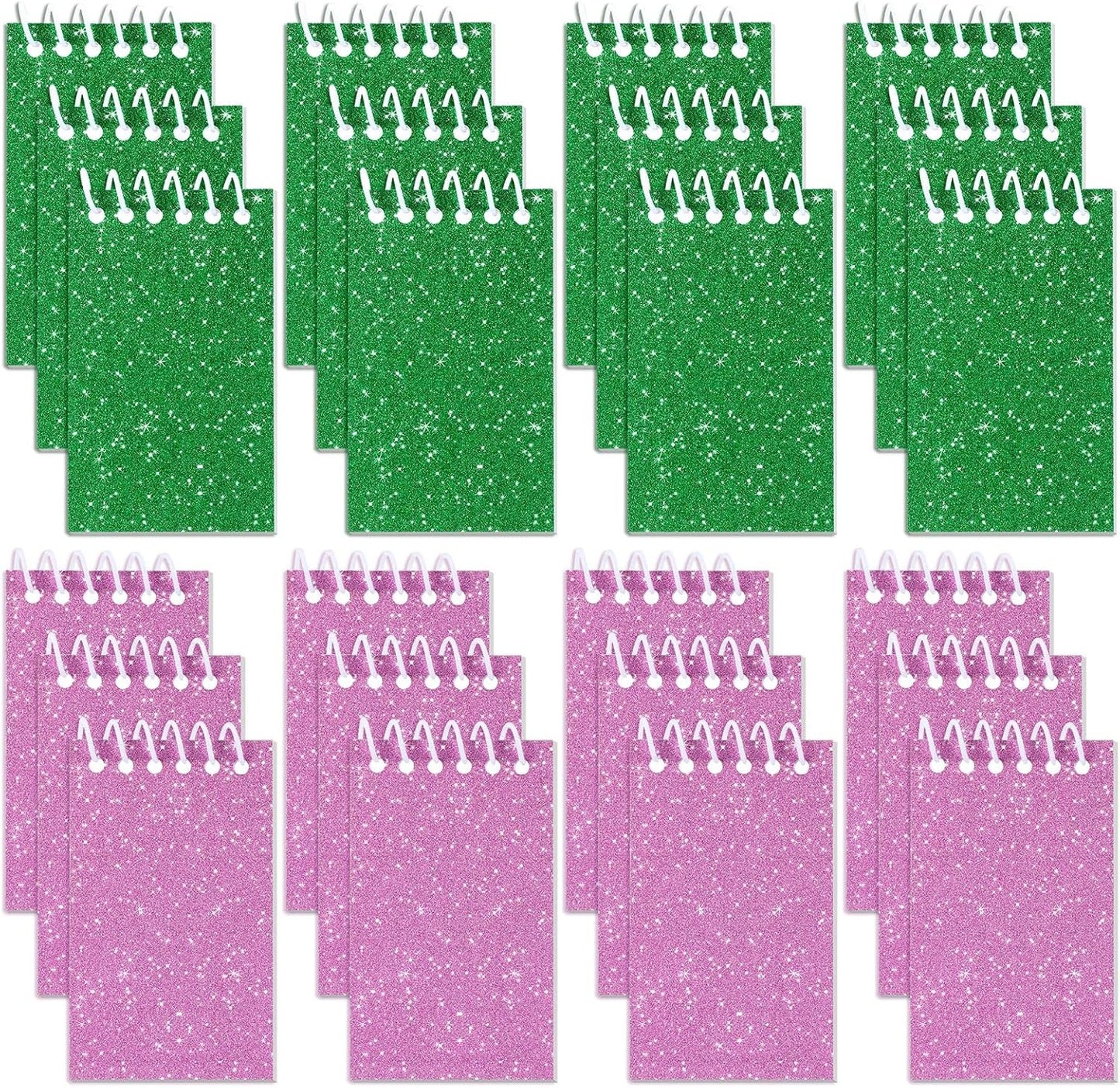 Resurhang 24 Pcs Witch Notepads Mini Spiral Notepads Small Prism 3.9 x 2.4 Inch Glitter Colorful Notebooks for Birthday Christmas Witch Party Supplies Gifts