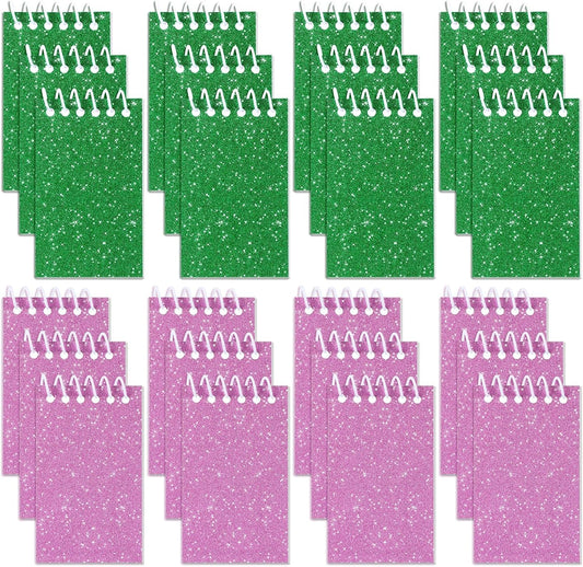 Resurhang 24 Pcs Witch Notepads Mini Spiral Notepads Small Prism 3.9 x 2.4 Inch Glitter Colorful Notebooks for Birthday Christmas Witch Party Supplies Gifts