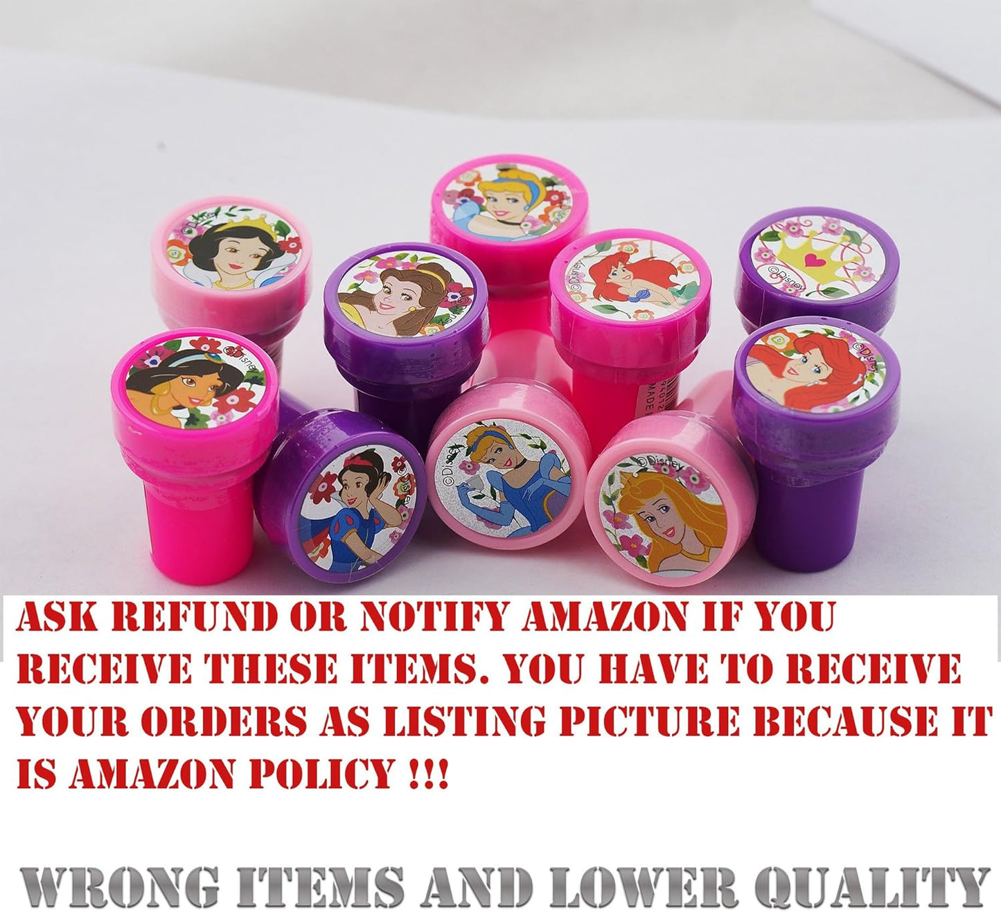 Princess Disney 10 Assorted Self Inking Stampers Party Favor