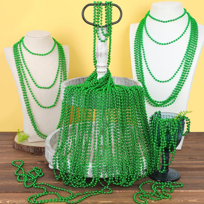 EOBOH 144PCS Mardi Gras Beads, Metallic 12 Kinds Bead Necklace Party Supplies, 33" Mardi Gras Necklace Costume Stuff, Festival Parade Throw Accessories for Wedding Birthday Celebrations Decorations