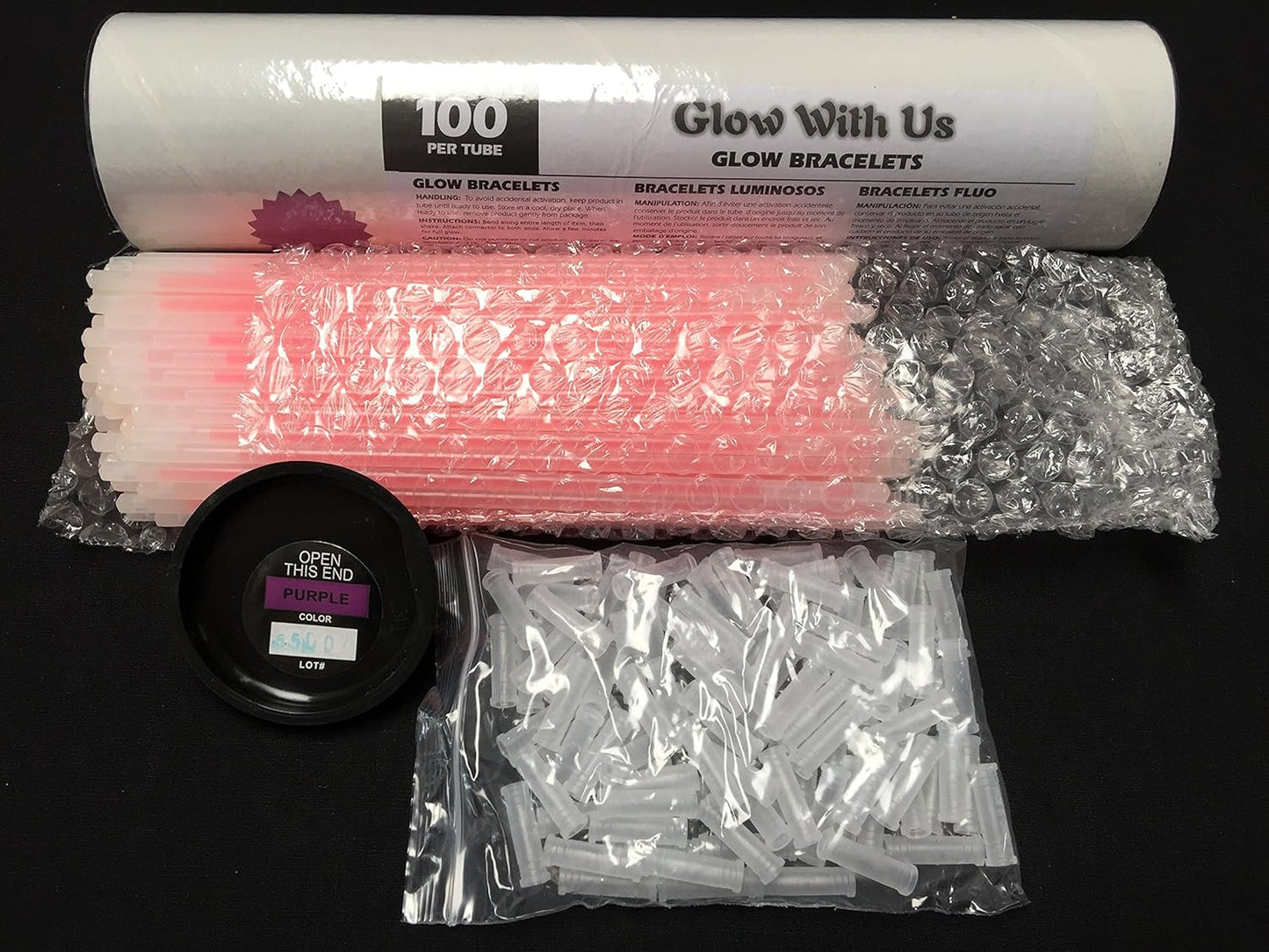 Glow Sticks Bracelets Bulk Wholesale, 100 8” Yellow Glow Bracelets, Bright Color, Glow 8-12 Hrs, 100 Connectors Included, Glow Party Favor Supplies, Sturdy Packaging, Great Fun.