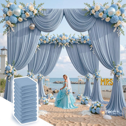 10 ft x 10 ft Wrinkle Free White Backdrop Curtains for Wedding Parties, Polyester Photography Backdrop Drapes for Birthday Parties Stage Backdrop Stand, 2 Panels 5x10FT Background Curtains
