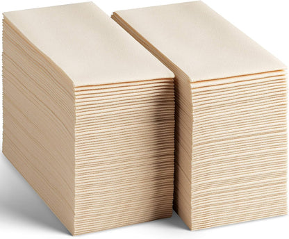 50-Pack Disposable Linen-Feel Caramel Napkins, 12" x 17" Cloth-Like Paper Dinner Napkins For Wedding, Bathroom, Party Or Event