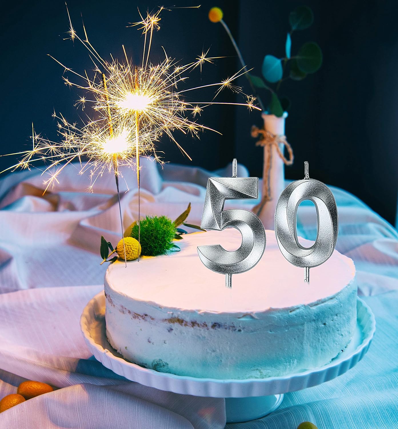 50th Birthday Candles,Gold Number 50 Cake Topper for Birthday Decorations Party Decoration