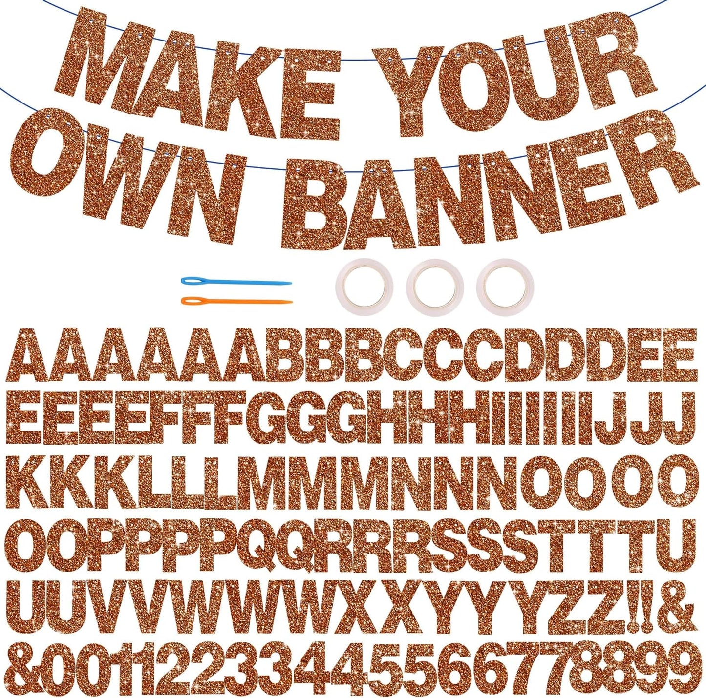 BEISHIDA 116 PCS A-Z DIY Letter Banner Kit Make Your Own Banner Including 111 Letters and Numbers 3 Rope and 2 Threading Device,Customized for Birthday Graduation Wedding Decor Black