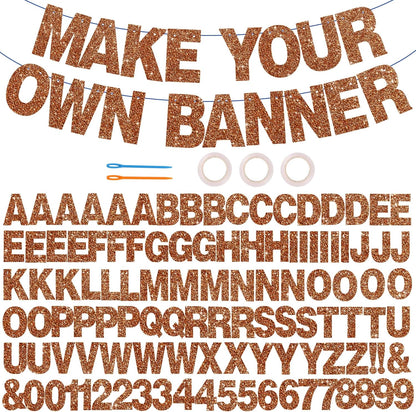 BEISHIDA 116 PCS A-Z DIY Letter Banner Kit Make Your Own Banner Including 111 Letters and Numbers 3 Rope and 2 Threading Device,Customized for Birthday Graduation Wedding Decor Black