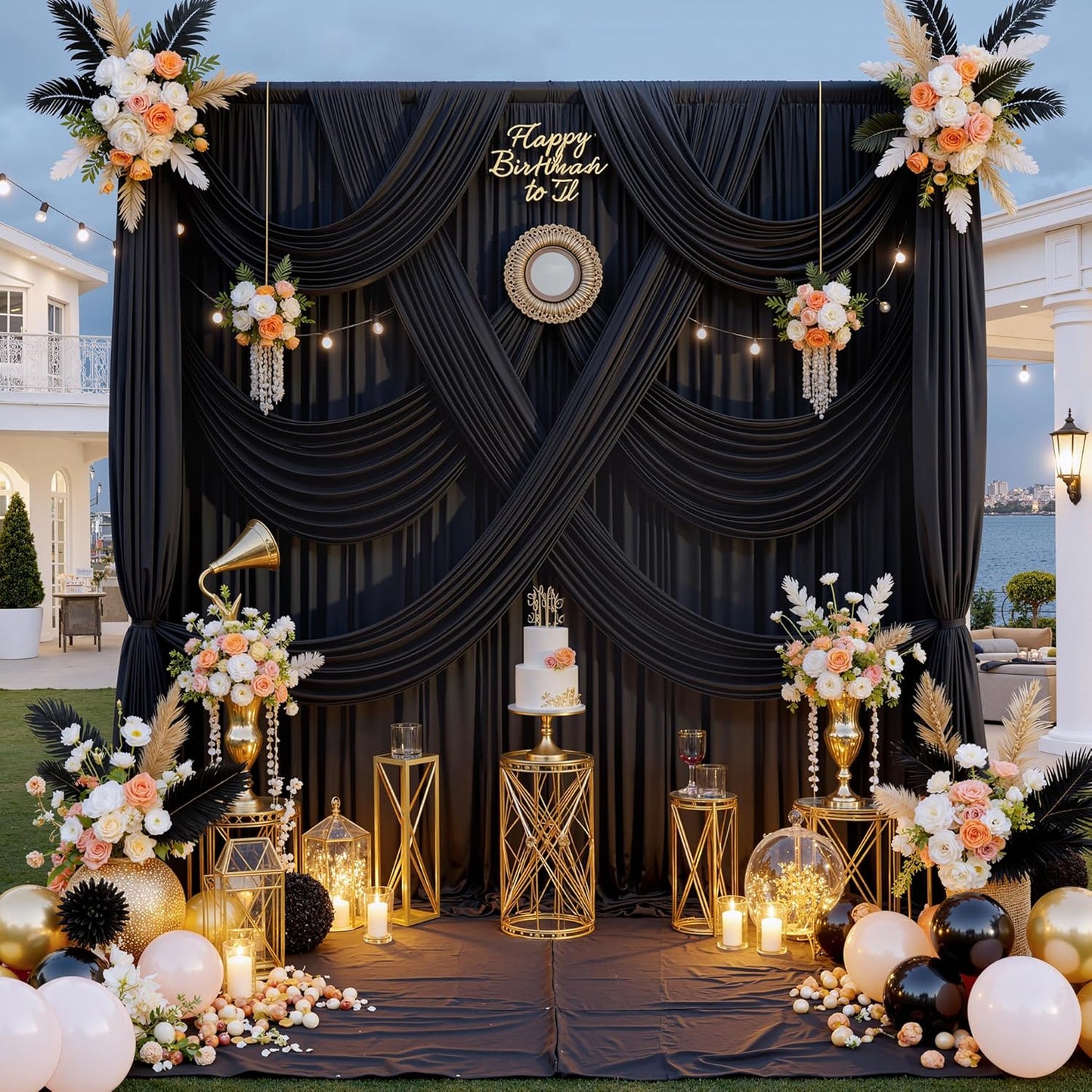 10 ft x 10 ft Wrinkle Free White Backdrop Curtains for Wedding Parties, Polyester Photography Backdrop Drapes for Birthday Parties Stage Backdrop Stand, 2 Panels 5x10FT Background Curtains