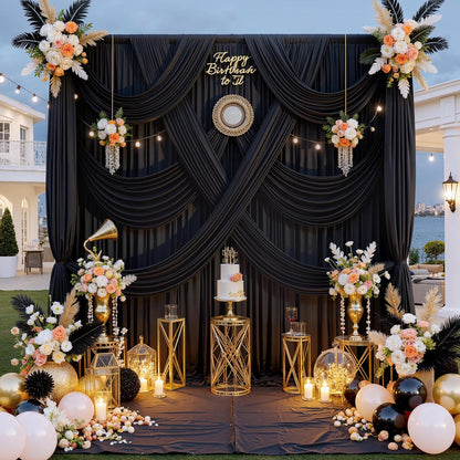 10 ft x 10 ft Wrinkle Free White Backdrop Curtains for Wedding Parties, Polyester Photography Backdrop Drapes for Birthday Parties Stage Backdrop Stand, 2 Panels 5x10FT Background Curtains