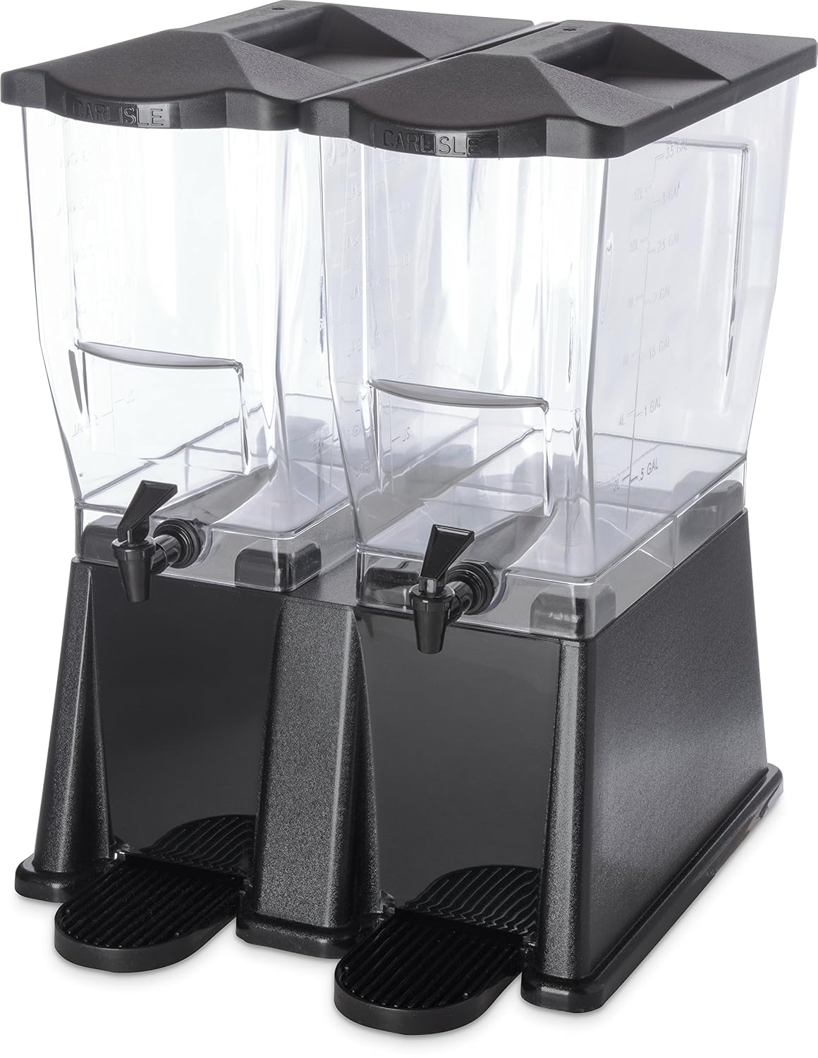 Carlisle FoodService Products Trimline Double Base Rectangular Beverage Dispensers with Spigot for Catering, Buffets, Restaurants, Polycarbonate (Pc), 2 x 3.5 Gallons, Black