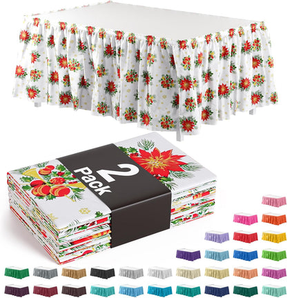 Exquisite Ruffle Table Skirt Black 6 Pack 14 Ft Long Table Skirts for Rectangle Tables 6ft Plus or Round Tables Skirts with Adhesive Strip for Gender Reveal Decor & Happy Birthday Parties