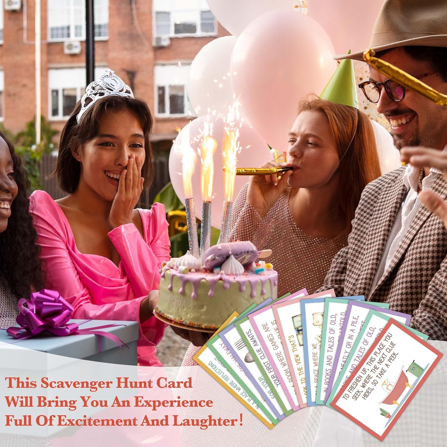 Scavenger Hunt Clue Cards, Indoor Easter Scavenger Hunt Games for Adults, Holiday Birthday Easter Party Supplies Activities for Family Friends (18 Clues Cards with Envelopes), 06