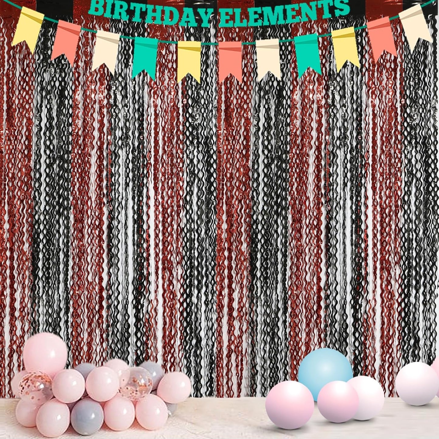 4 Pack Wavy Champagne Gold Metallic Tinsel Foil Fringe Curtains Backdrop - 3.3X6.6ft Foil Fringe Backdrop for Parties | Door Streamers for Birthday | Photo Booth Backdrops Party Decor
