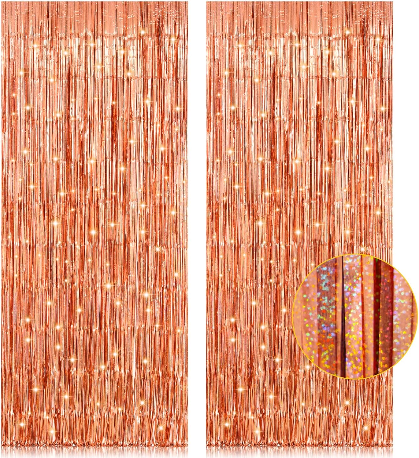 2 Pack 3.2ft x 8.2ft Silver Metallic Tinsel Foil Fringe Curtains, Door Streamer Photo Booth Backdrop for Birthday Graduation Engagement Bridal Shower Bachelorette Baby Shower Party Decorations