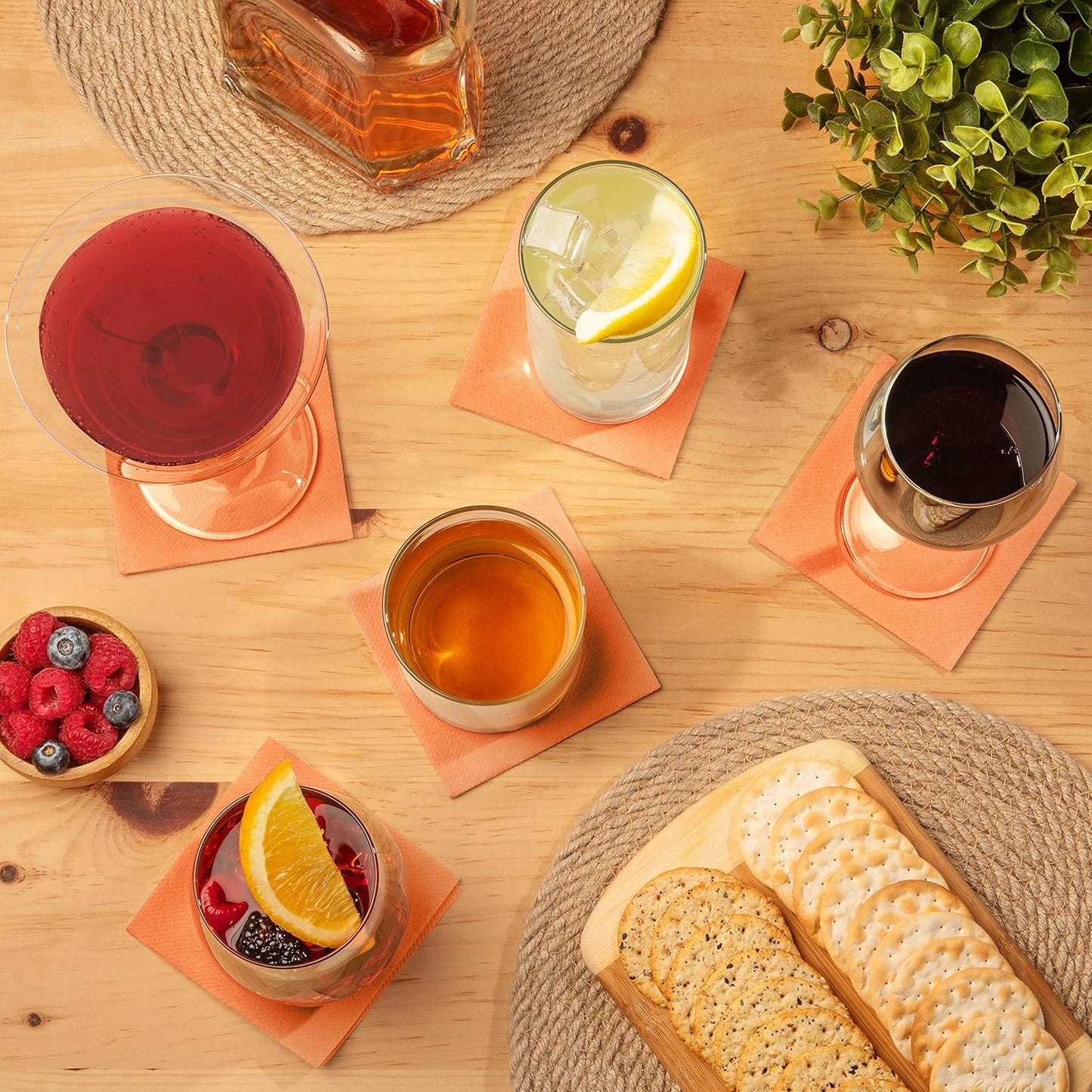 AH AMERICAN HOMESTEAD Cocktail Napkins-Disposable Beverage/Bar Napkins-White Linen-Like Square Napkins-Eco-Friendly & Compostable-Everyday Use, Party or Wedding 4.75inch x 4.75inch (100 Count, White)