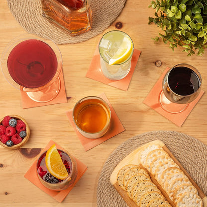 AH AMERICAN HOMESTEAD Cocktail Napkins-Disposable Beverage/Bar Napkins-White Linen-Like Square Napkins-Eco-Friendly & Compostable-Everyday Use, Party or Wedding 4.75inch x 4.75inch (100 Count, White)