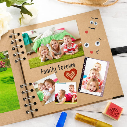 Bstorify Scrapbook Album 60 Pages (8 x 8 Inch) Brown Thick 200gsm Kraft Paper, Photo Album Scrapbook, Memory Book - Ideal for Your Scrapbooking Albums Art & Craft Projects