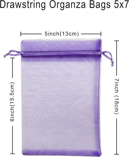 Jexila 120PCS Sheer Organza Bags 5X7 inches Mesh Drawstring Gift Bags Small for Jewelry Wedding Party Baby Shower Favor Bags (Rainbow )
