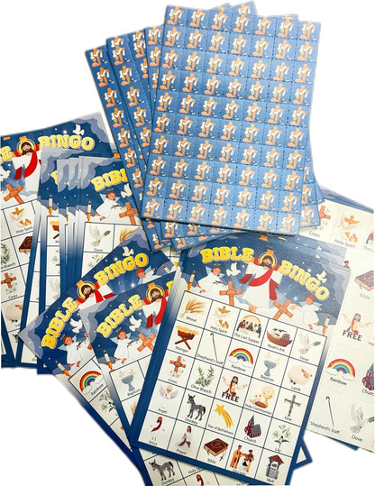 24 Players Bible Bingo Game, Bingo Game for Adults, Jesus Christian Sunday Church Activity, Religious Party Xmas Party Decorations Supplies, Vacation Bible School Bingo Cards