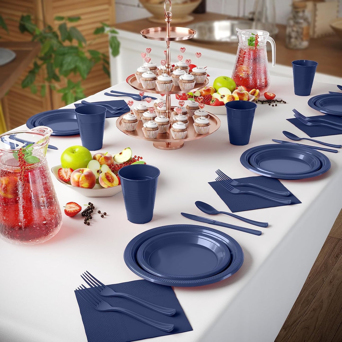 350 Pcs Black Plastic Plates For Party, Black Disposable Plates Set, 50 Of Each 9" Dinner Plate Set, 7" Dessert Plate, Cups, Napkins & Cutlery Plastic Dinnerware Set Exquisite