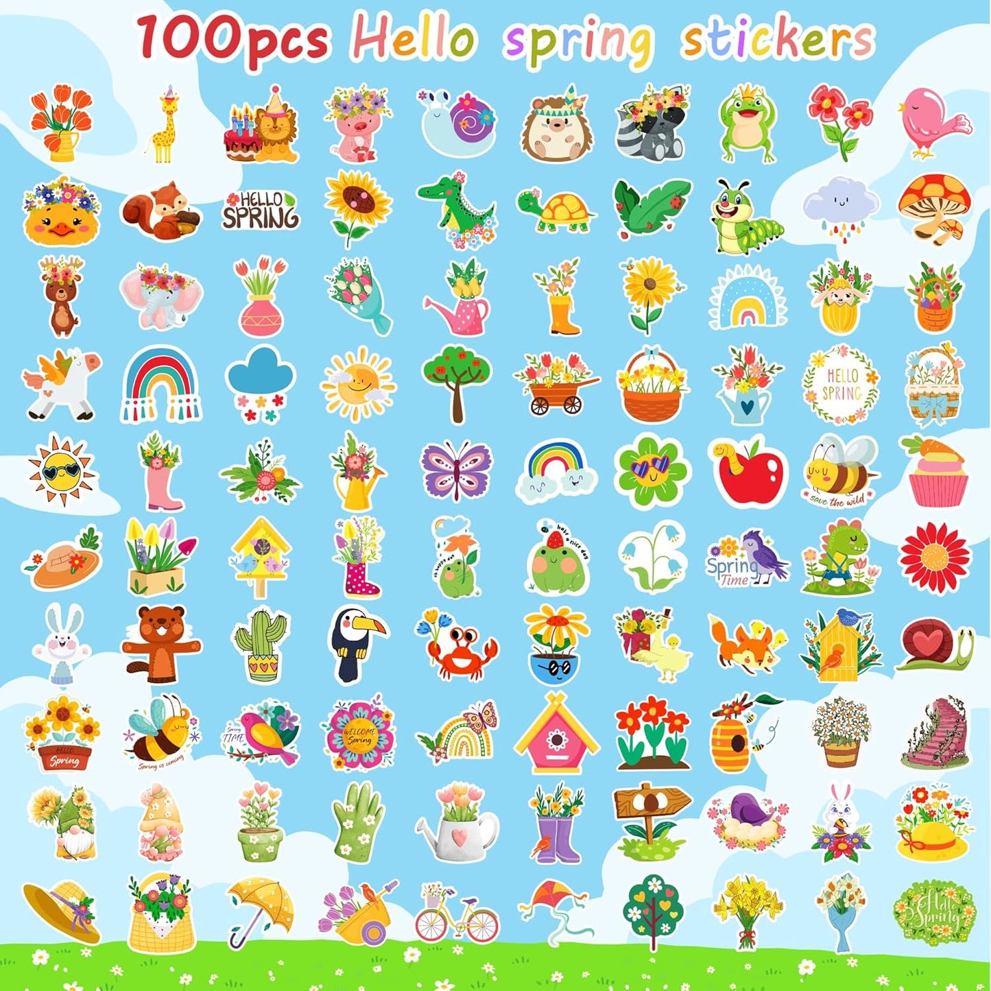 OHOME 100 PCS Water Bottle Stickers for Kids,Cute Animal Aesthetic Sticker Pack - Waterproof Vinyl Kawaii Stickers for Girls Boy Classroom Prizes,Party Favors for Scrapbook, Laptops, Journal,Birthday