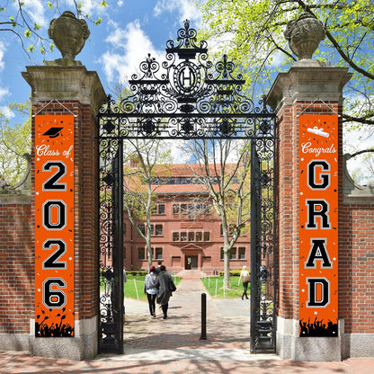 2026 Graduation Decorations, Graduation Banner Class of 2026, Hanging Congratulations/Congrats Grad Banner for Door and Porch, Party Decor - Black