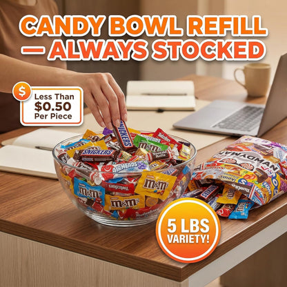 CANDYMAN (5 LB) Chocolate Candy Variety Pack — Individually Wrapped Bulk Candy Mix, Fun & Mini Size Treats for, Pinata Fillers for Kids, Party Favors, Father's Day, Ship with Ice
